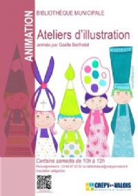 atelier d'illustration de Gaëlle Berthelet à la bibliothèque municipale pour les 6-10 ans. Le samedi 24 mai 2014 à crepy-en-valois. Oise. 
